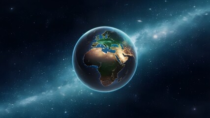 Obraz premium Astronomy and Science Concept - Earth Globe in Galaxy Background for Earth Events