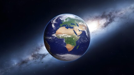 Fototapeta premium Astronomy and Science Concept - Earth Globe in Galaxy Background for Earth Events