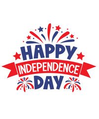 4th of july happy independence day typography clip art design on plain white transparent isolated background for card, shirt, hoodie, sweatshirt, apparel, tag, mug, icon, poster or badge