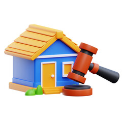 PNG 3D Property Auction icon isolated on a white background