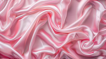 Fototapeta premium Chaotic drapery of delicate pink satin