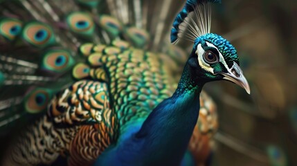 Obraz premium Close range photograph of peacock plumes