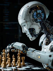 Fototapeta premium A robot playing chess with a human.
