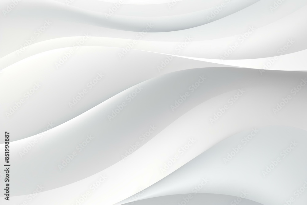 Poster an abstract design featuring smooth, flowing white and light gray waves creating a soft, luxurious t