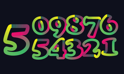 Colorful gradient set with number from 1 to 12, 3d realistic golden balloon number set for decoration design, numbers symbol set