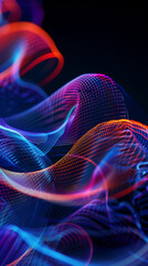 Fototapeta premium Abstract illustration of digital waves hologram on a dark background