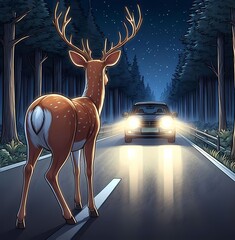 Like a deer in headlights, English idiom. A deer frozen in the middle of the road, staring at approaching headlights.