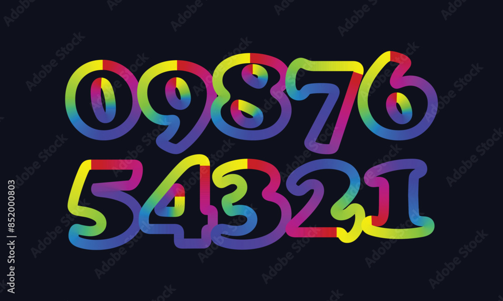 Poster colorful gradient set with number from 1 to 12, 3d realistic golden balloon number set for decoratio