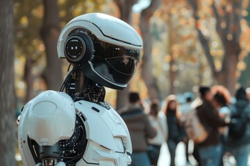 Fototapeta premium Robot among people