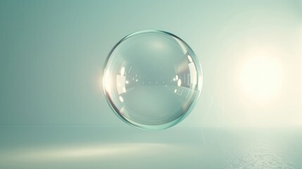 Electric accumulator shaped like a futuristic glass orb, suspended in mid-air with a soft glow. Electric accumulator