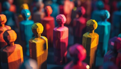 A composition of brightly colored wooden tin soldiers expressing originality and creativity