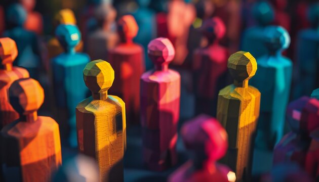 A composition of brightly colored wooden tin soldiers expressing originality and creativity