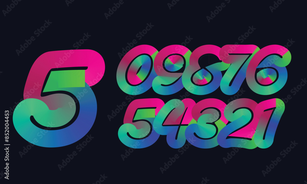 Poster colorful gradient set with number from 1 to 12, 3d realistic golden balloon number set for decoratio