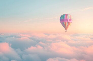 Fototapeta premium Colorful hot air balloon floating above the clouds 