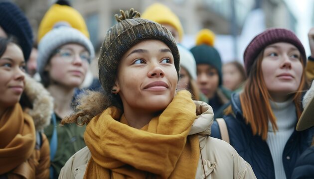 Picture of various individuals uniting to rally against global warming