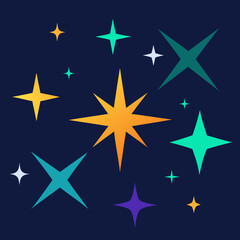 Vector flat sparkling star collection