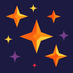 Vector flat sparkling star collection