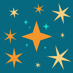 Vector flat sparkling star collection