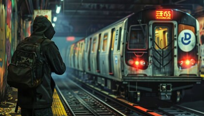 Obraz premium Subway tunnels offer potential refuge during a nuclear attack on a city