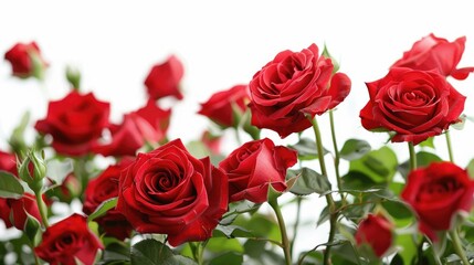 A stunning arrangement of red roses set against a pristine white background