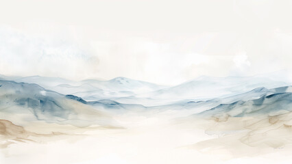 Serene Simplicity: A Watercolor Landscape in Soft Tones