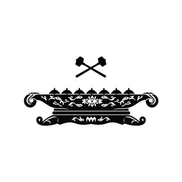 Traditional musical instrument logo illustration, gamelan demug silhouette is suitable for music shops and communities	