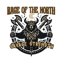 Modern Viking Bear Mascot Vector for T-Shirt Prints and Badge Emblems