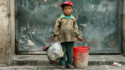 Innocence Amidst Adversity: A Photographic Capture of a Child Carrying Waste