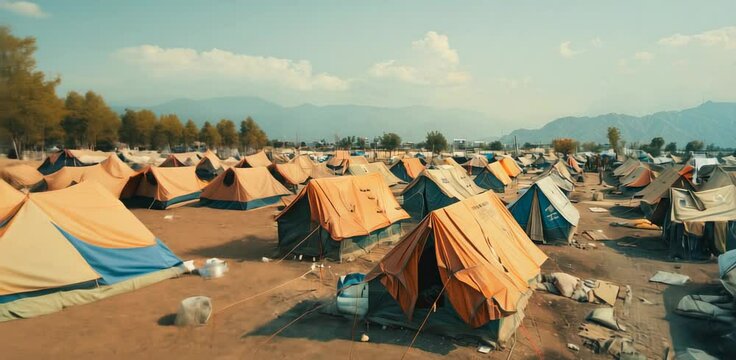 Refugee camp with tents