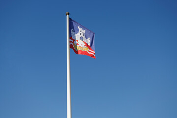 Fototapeta premium city of Belgrade flag on white pole