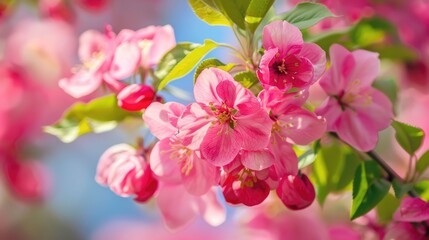 Obraz premium Pink and red blossoms in the spring garden