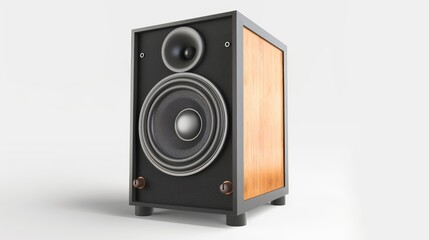 Obraz premium High fidelity speaker isolated on white background, realistic photo for quality sound enthusiasts