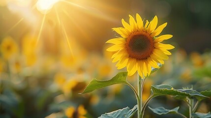 Fototapeta premium Sunflower thrives in sunlight and is a beautiful flower