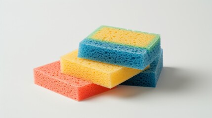 A set of cleaning sponges is displayed on a white background - Powered by Adobe