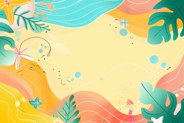 Fototapeta premium A Summery Dream of Tropical Leaves and Ocean Waves