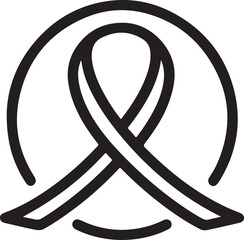 Minimal line logo of black ribbon