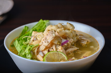 Mexican Green Pozole. Chicken and Maize Stew. Mexican Cuisine