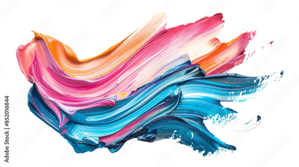 Poster dynamic and vibrant paint streaks in a swirling pattern, blending multiple colors in an abstract for