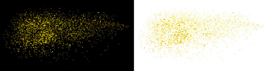 Golden dust Sparkling particles. Gold glitter confetti background with glowing golden particles,...