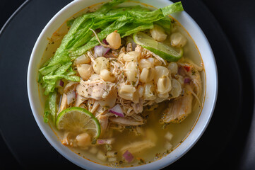 Mexican Green Pozole. Chicken and Maize Stew. Mexican Cuisine