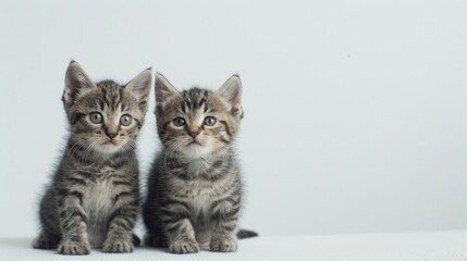 Obraz premium Cute young cats against a white backdrop