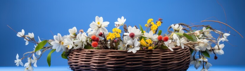 Bouquet of different colorful flowers isolated on a background with copy space. 