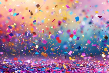 A Celebration of Colorful Confetti Falling Against a Vibrant Sky
