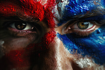 Naklejka premium Czech Soccer Fan, Face and Flag Painted