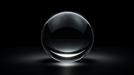 Illuminated Transparent Glass Sphere on a Dark Background