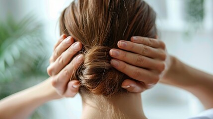 Naklejka premium Effective Neck Massage Technique for Alleviating Stress