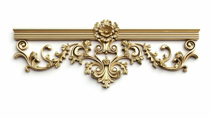 A stunning piece of ornate gold floral decor featuring intricate scroll and flower designs, perfect for enhancing classic and luxurious interior settings