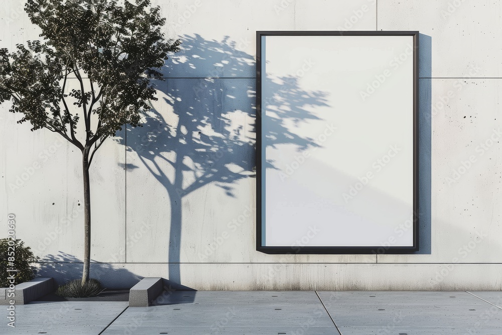 Aufkleber a blank canvas on a sunny day with a tree casting its shadow