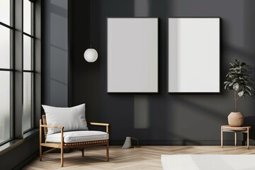 A Modern Living Room With Two Blank Canvases Ready For Inspiration