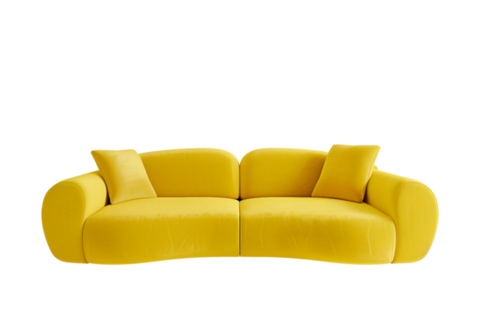 modern yellow sofa isolated on transparent background